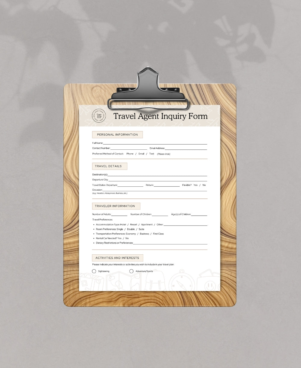 Travel Agent Inquiry Form