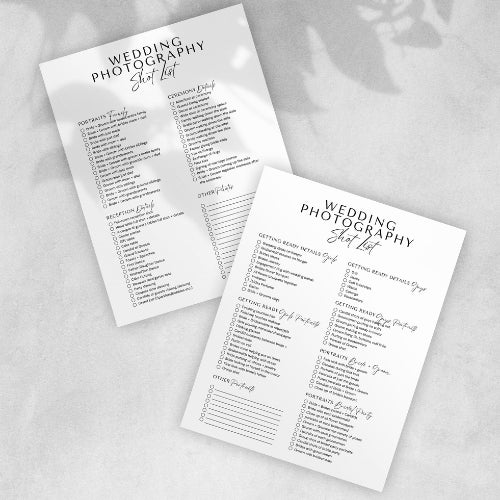 Wedding Photography Shot List