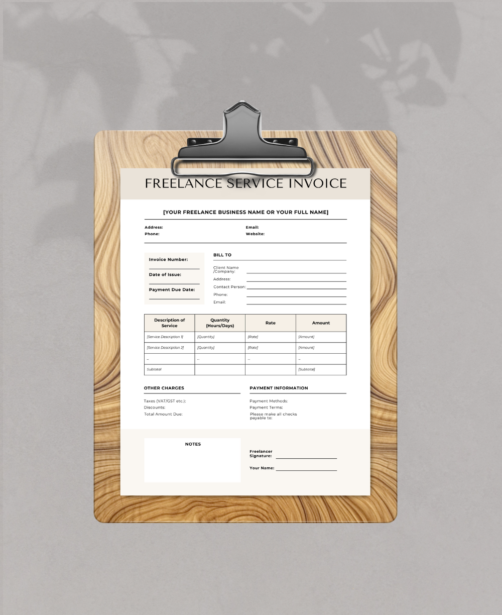 Freelance Service Invoice Template