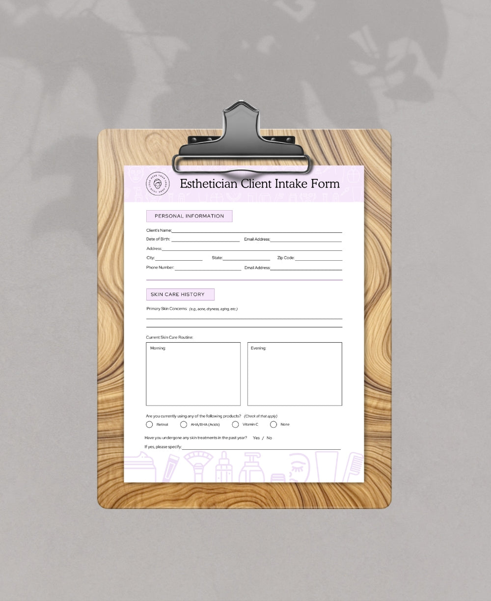 Intake Form Esthetician – The Digital Creations Vault