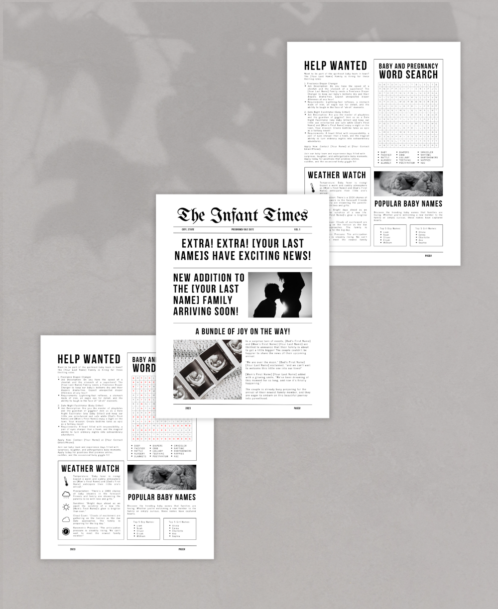 Pregnancy Announcement Newspaper Template