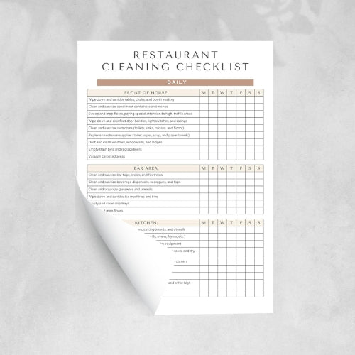 Restaurant Cleaning Checklist