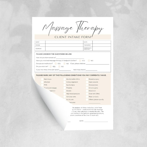 Intake Form Template For Massage Therapy